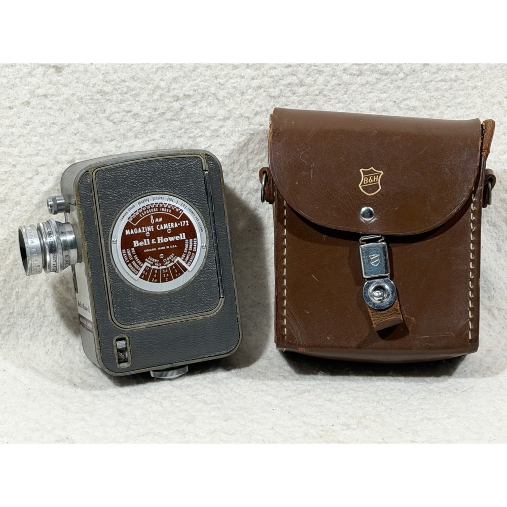 Bell Howell Magazine Camera 172 8mm Movie Camera Grey Metal Retro Prop Vibe